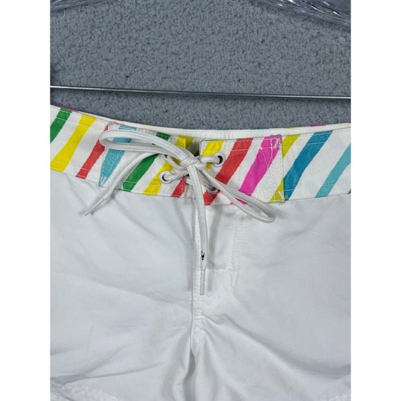 O'neill Junior Womens Size 3 White Swim Shorts Rainbow Waistband NWT - Picture 4 of 9